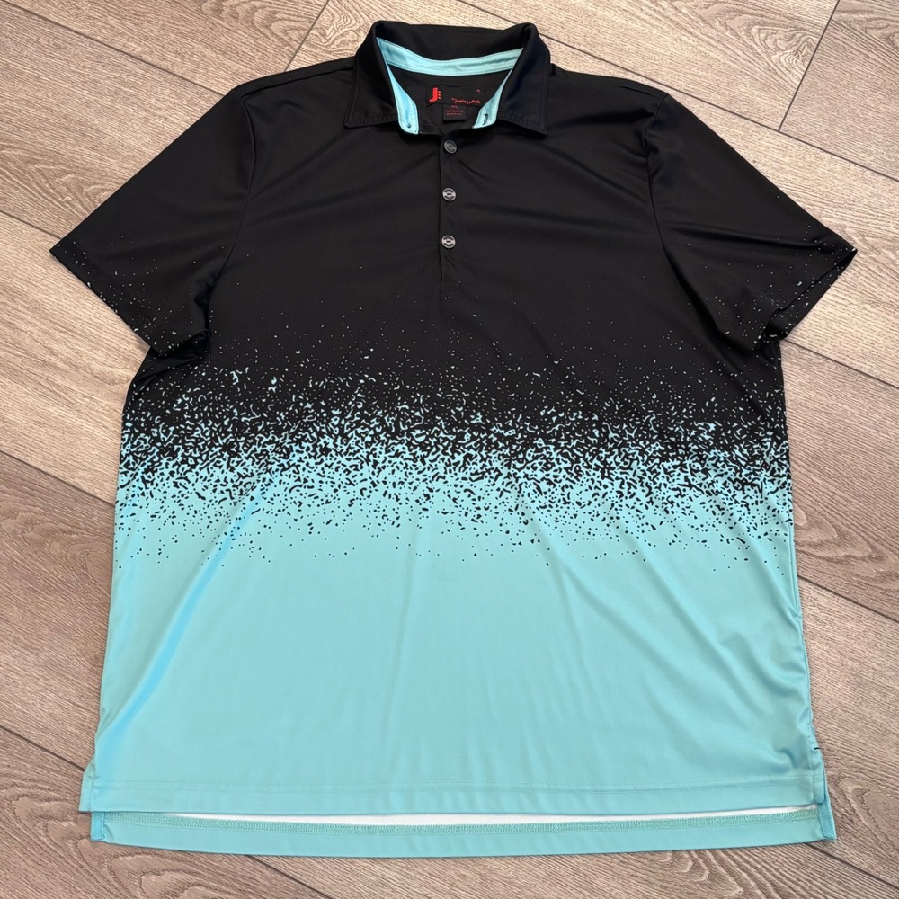 Jamie Sadock Polo Shirt Mens XXL Black Aqua Ombre Golf Pickleball Performance